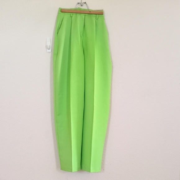Topshop High Rise Lime Green Trousers Sz 2 - Picture 9 of 14